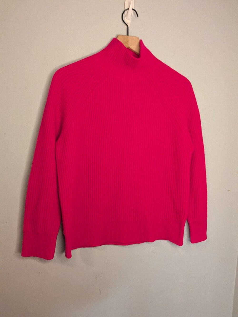 J.Crew 100% Cashmere Womens Sweater XS Bright Pink Mock Neck Quiet Luxury